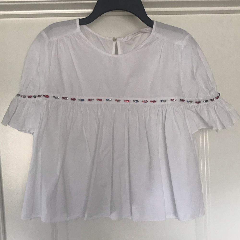 Zara Cropped Jeweled Top